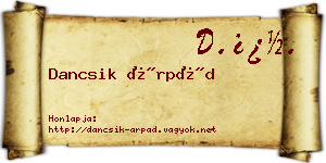 Dancsik Árpád névjegykártya